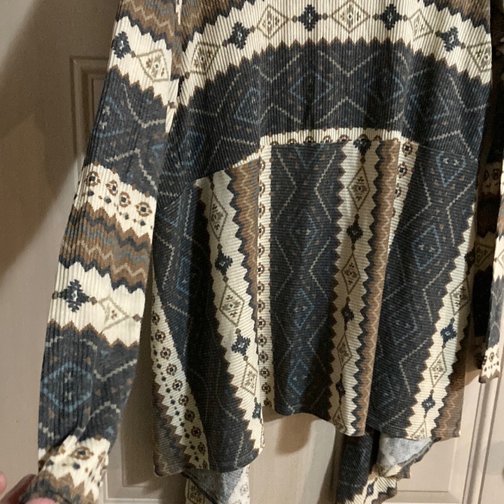 Patterned Open Front Cardigan - Picture 4 of 4